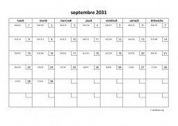 calendrier septembre 2031 01