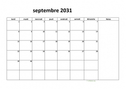 calendrier septembre 2031 08