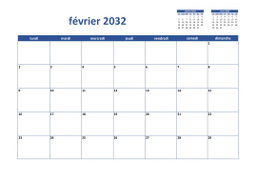 calendrier février 2032 02