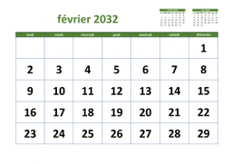 calendrier février 2032 03