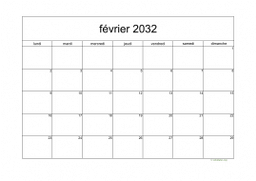 calendrier février 2032 05