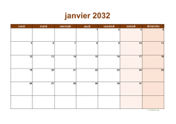 calendrier janvier 2032 06