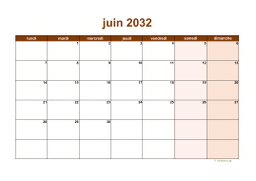 calendrier juin 2032 06