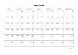 calendrier mars 2032 01