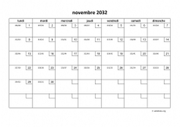 calendrier novembre 2032 01