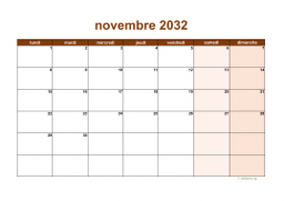 calendrier novembre 2032 06