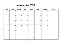 calendrier novembre 2032 08