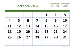 calendrier octobre 2032 03