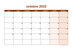 calendrier octobre 2032 06