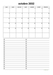 calendrier octobre 2032 07