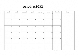 calendrier octobre 2032 08