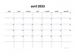 calendrier avril 2033 04