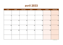 calendrier avril 2033 06