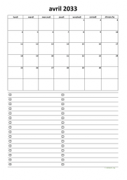 calendrier avril 2033 07