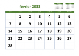 calendrier février 2033 03