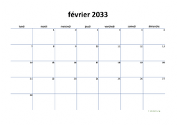 calendrier février 2033 04