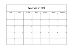 calendrier février 2033 05