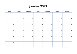 calendrier janvier 2033 04