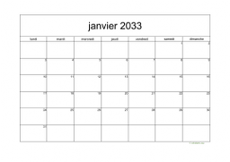 calendrier janvier 2033 05