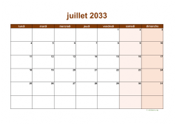 calendrier juillet 2033 06