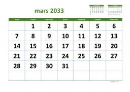 calendrier mars 2033 03