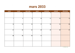 calendrier mars 2033 06