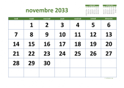 calendrier novembre 2033 03