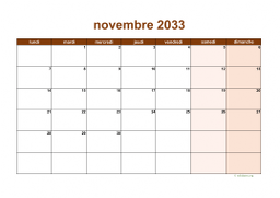 calendrier novembre 2033 06