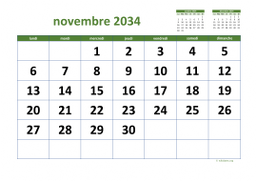 calendrier novembre 2034 03