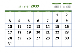 calendrier mensuel 2039 03