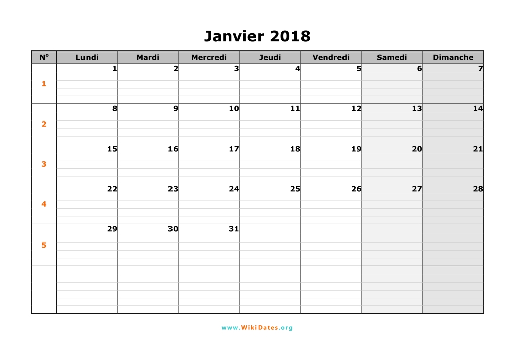 modele planning mensuel 2018