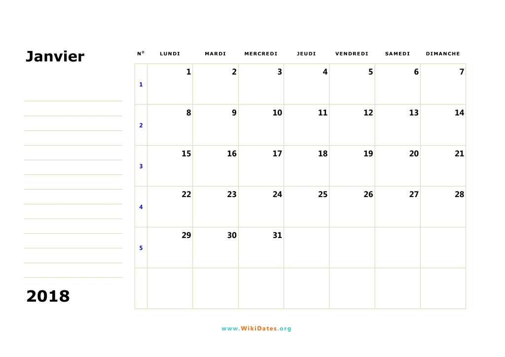 modele planning mensuel 2018