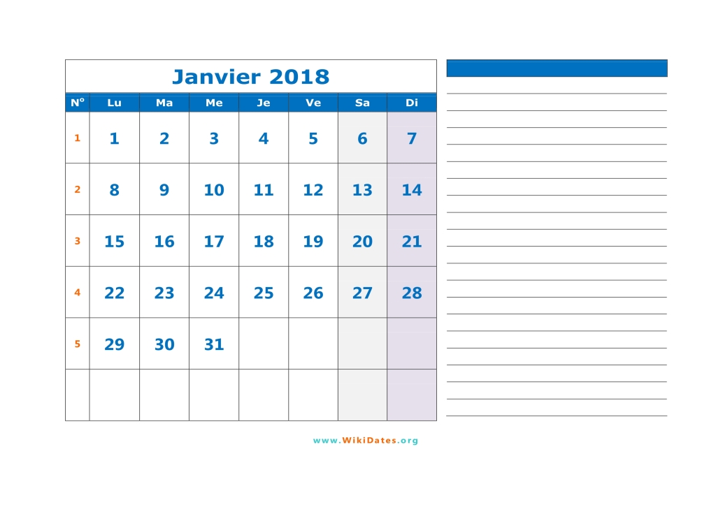 modele planning mensuel 2018