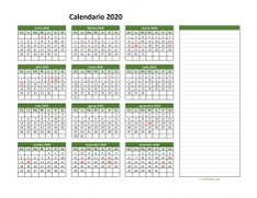 Calendario de México del 2020 01