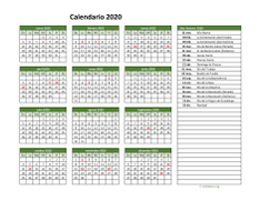 Calendario de México del 2020 02