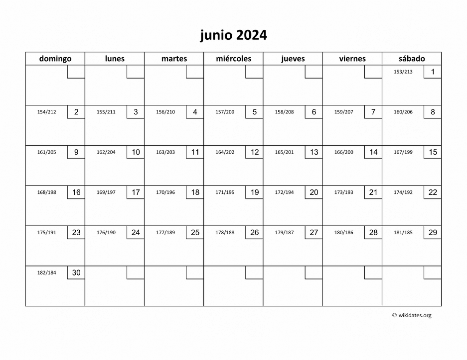 Calendario Junio 2024 de México