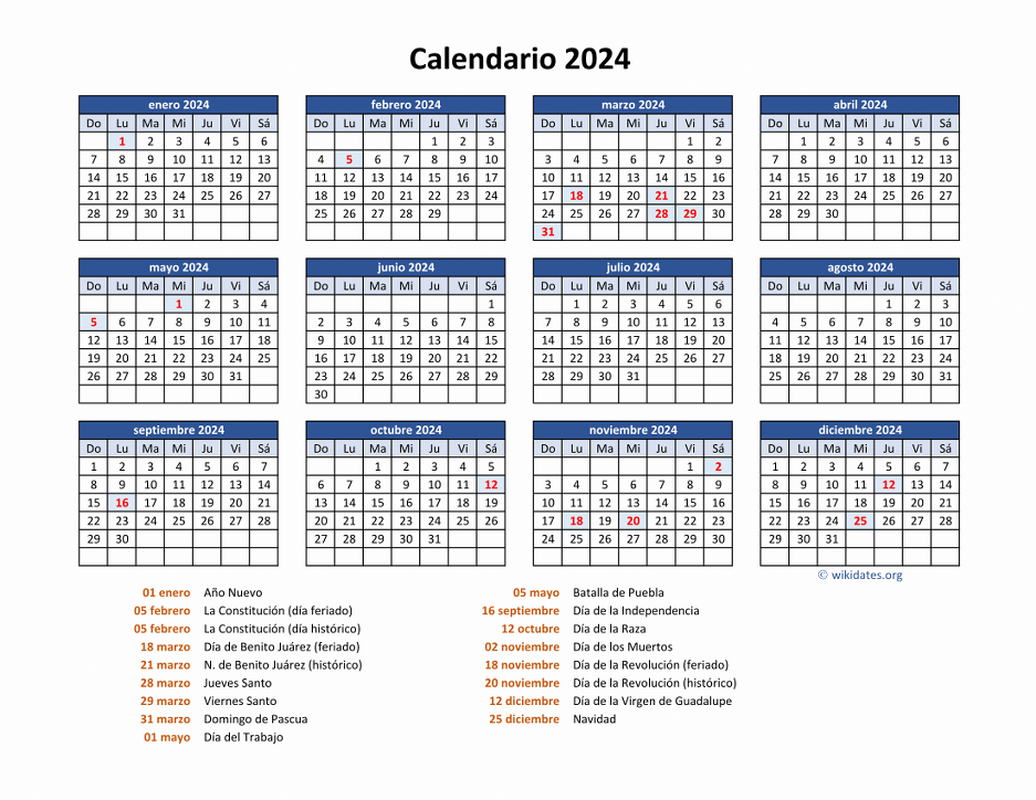 Calendario Mexico 2024 05 