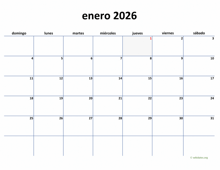 Calendario de México del 2026 con los días festivos