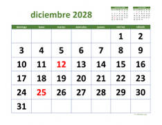 calendario diciembre 2028 03