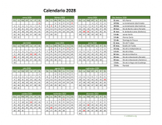 Calendario de México del 2028 02