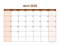 calendario abril 2029 06