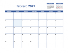 calendario febrero 2029 02