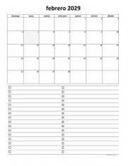 calendario febrero 2029 07
