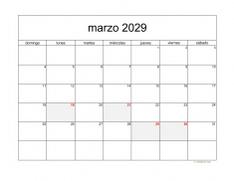 calendario marzo 2029 05
