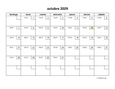 calendario octubre 2029 01