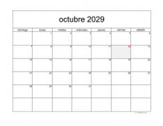 calendario octubre 2029 05