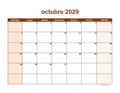 calendario octubre 2029 06
