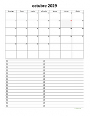 calendario octubre 2029 07