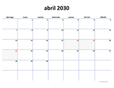 calendario abril 2030 04
