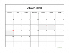 calendario abril 2030 05
